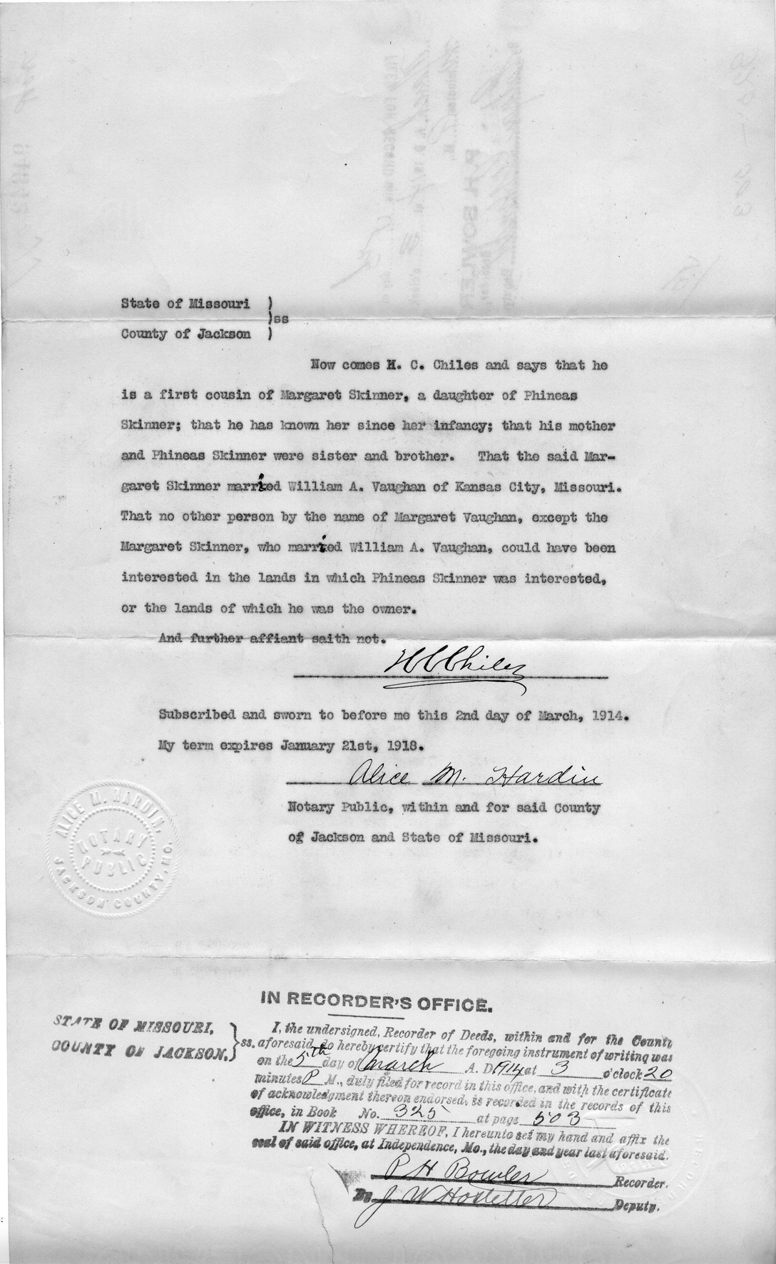 Affidavit of H. C. Chiles