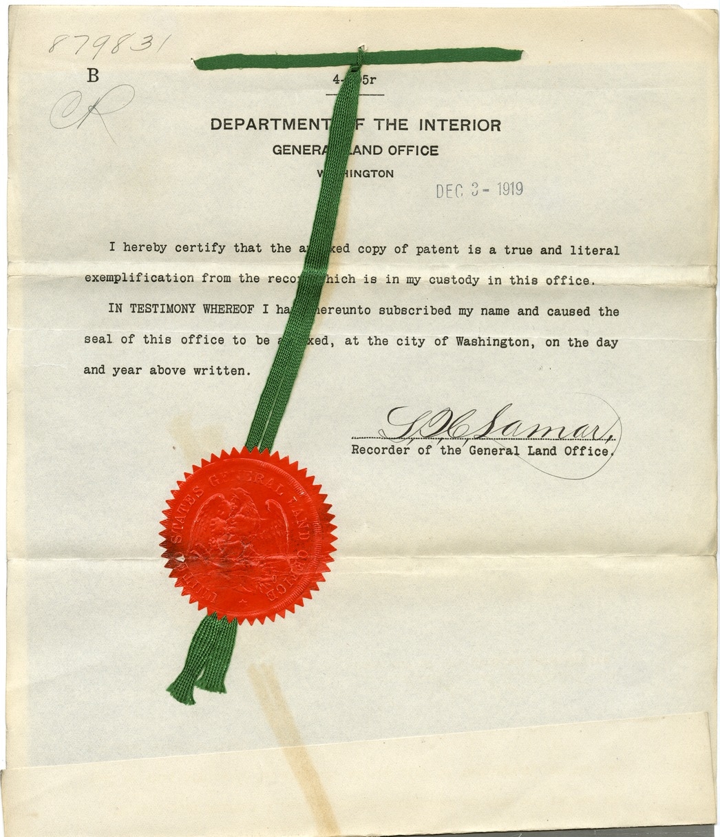 Land Patent of Samuel Chiles
