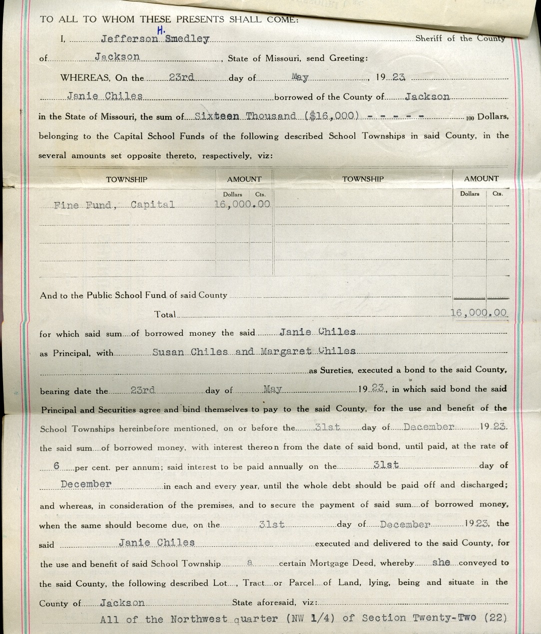 Sheriff's Deed from Janie Chiles to Margaret Chiles