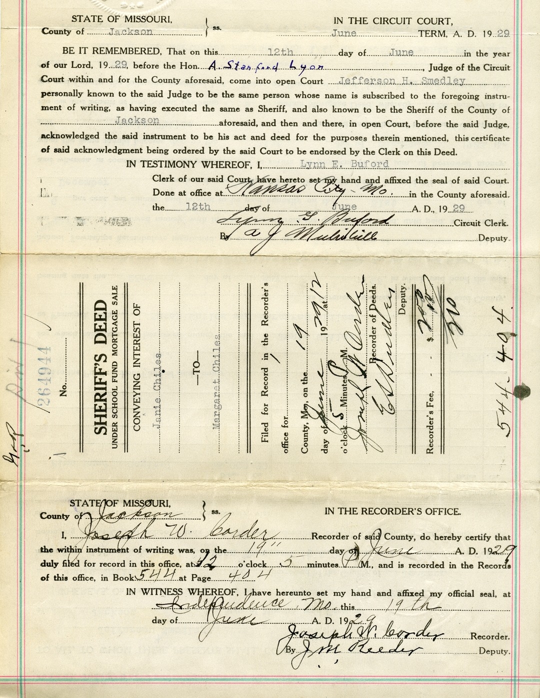 Sheriff's Deed from Janie Chiles to Margaret Chiles