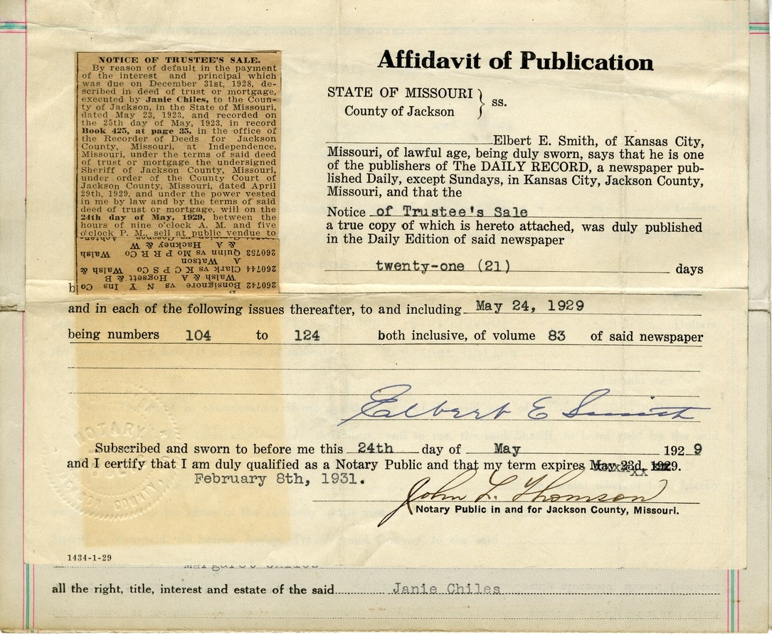 Sheriff's Deed from Janie Chiles to Margaret Chiles