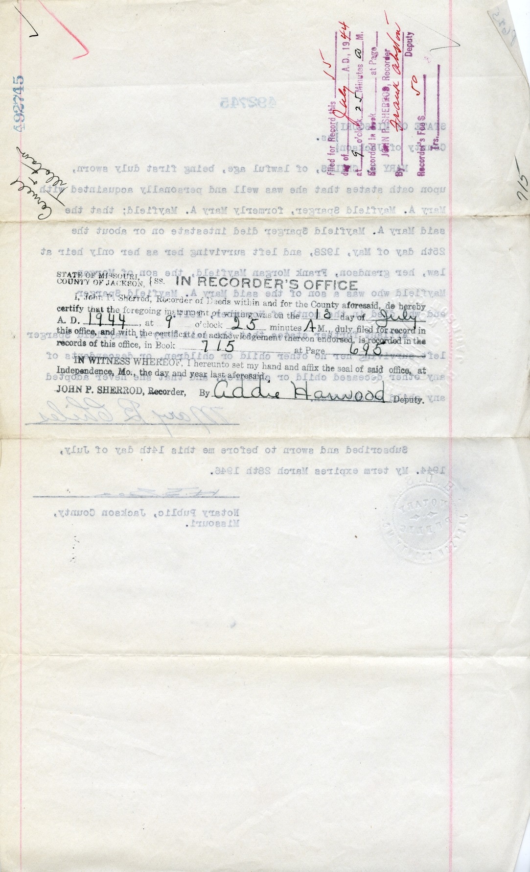 Affidavit of Mary B. Chiles
