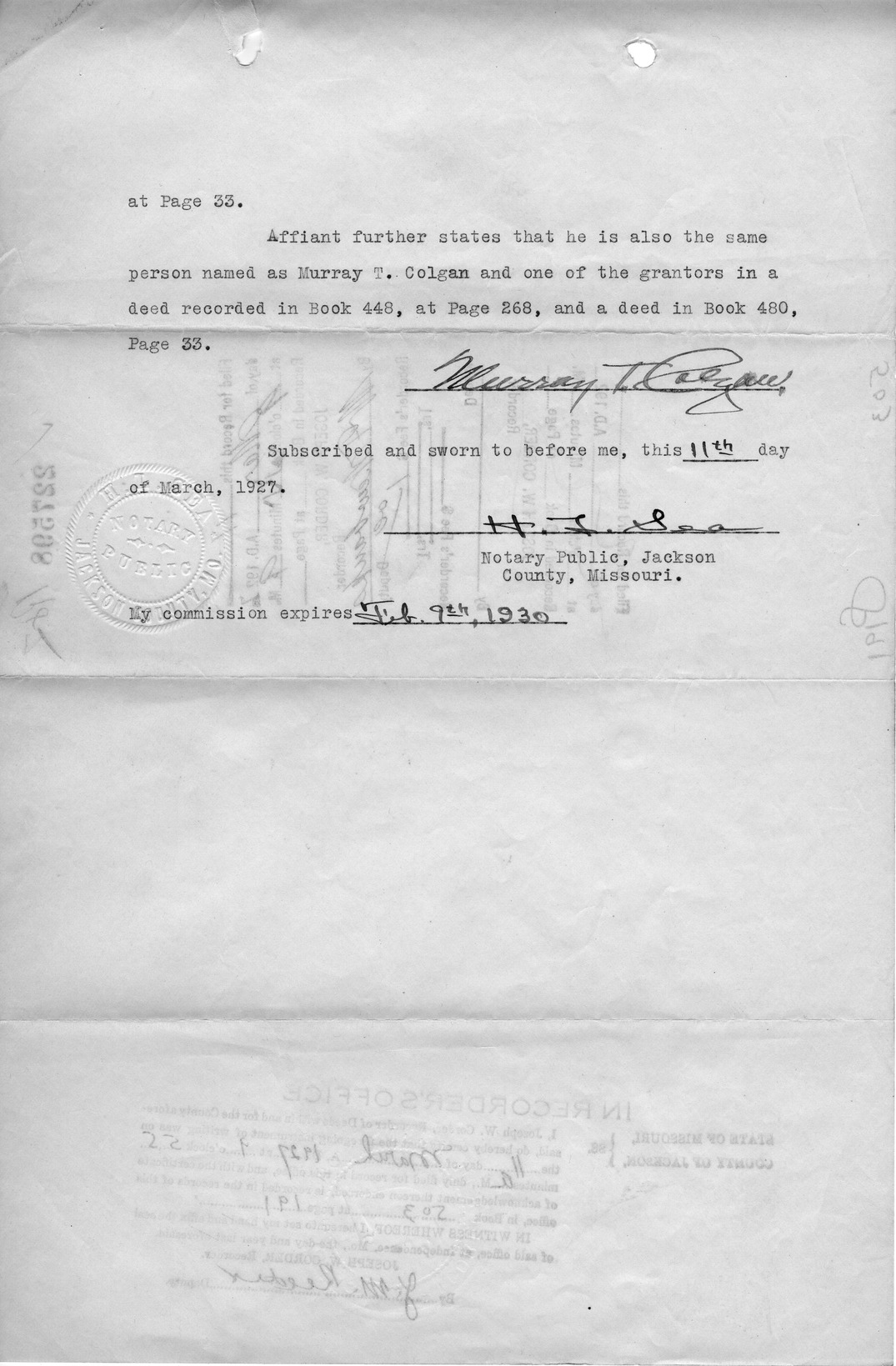 Affidavit of Murray T. Colgan