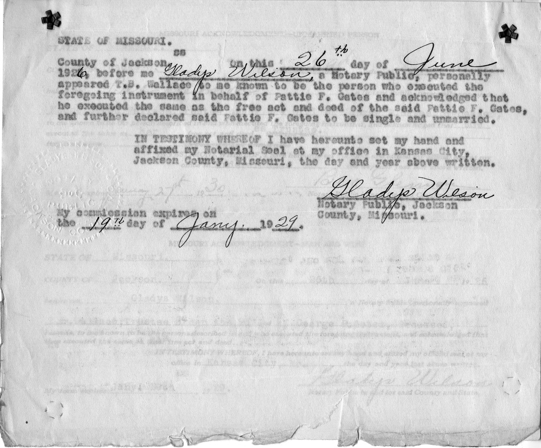 Warranty Deed from Madge Gates Wallace, T. B. Wallace, and Pattie P. Gates, to Charles H. Van Horn and Fannie L. Van Horn