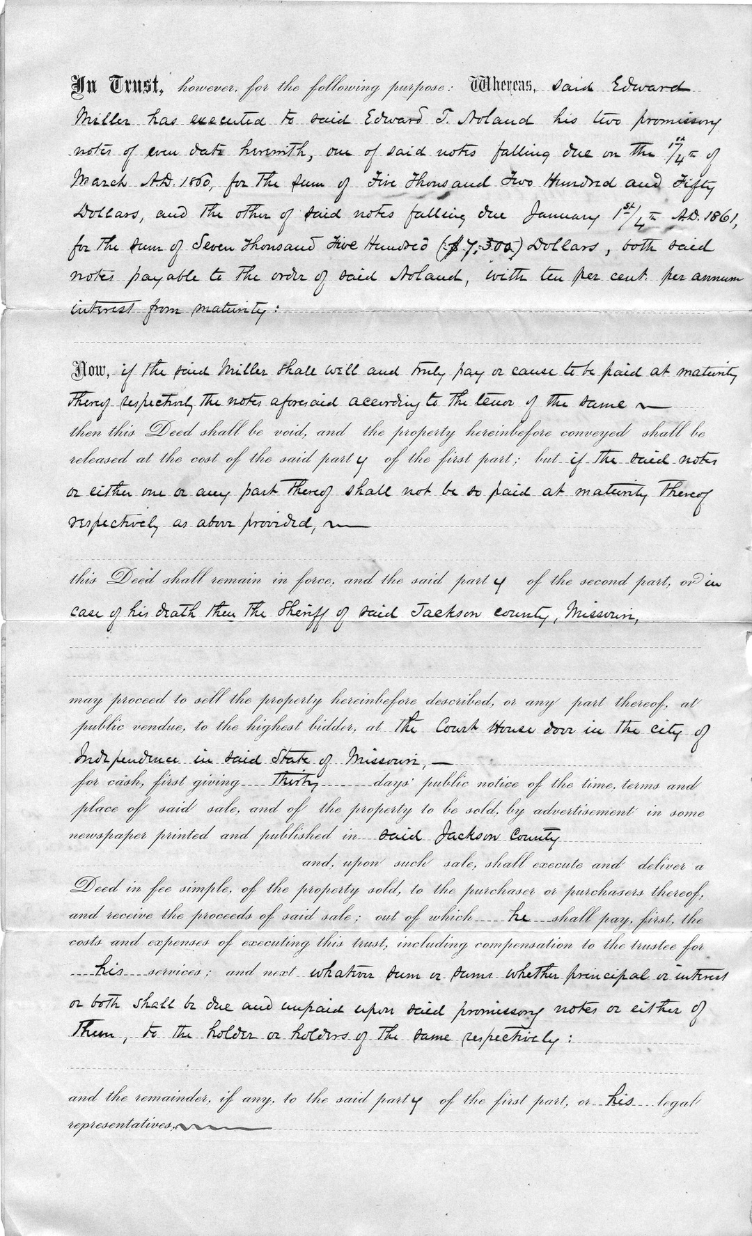 Deed of Trust from Edward Miller and Wife to Edward T. Noland