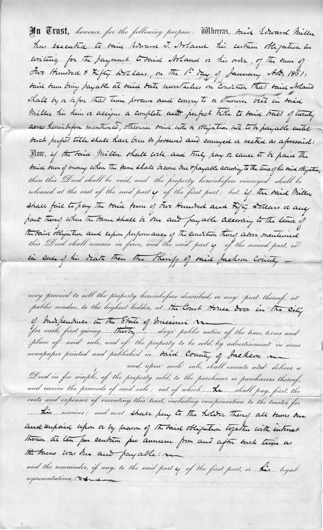 Deed of Trust from Edward Miller to Edward T. Noland