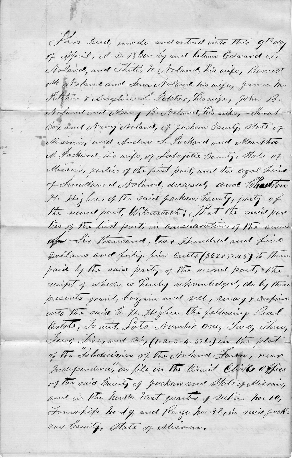 Deed from Edward T. Noland and Thetis H. Noland et al. to Charlton H. Higbee