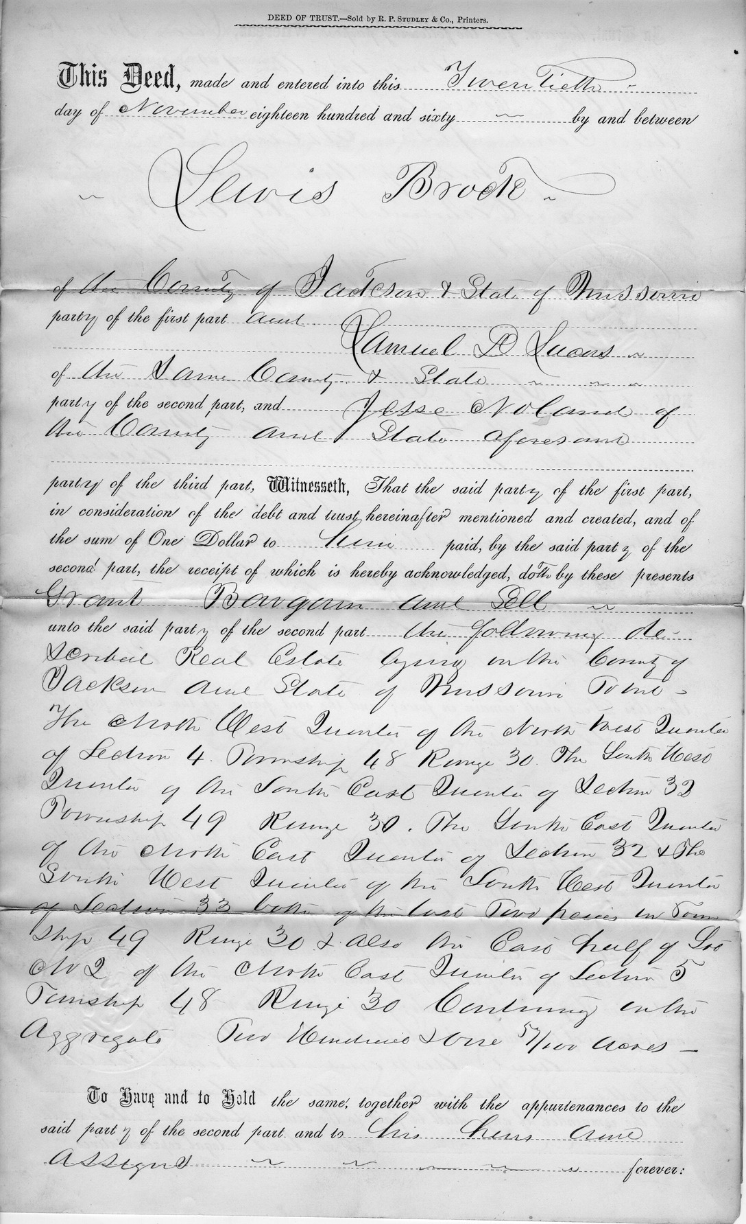 Deed of Trust from Lewis Brook to Jesse Noland