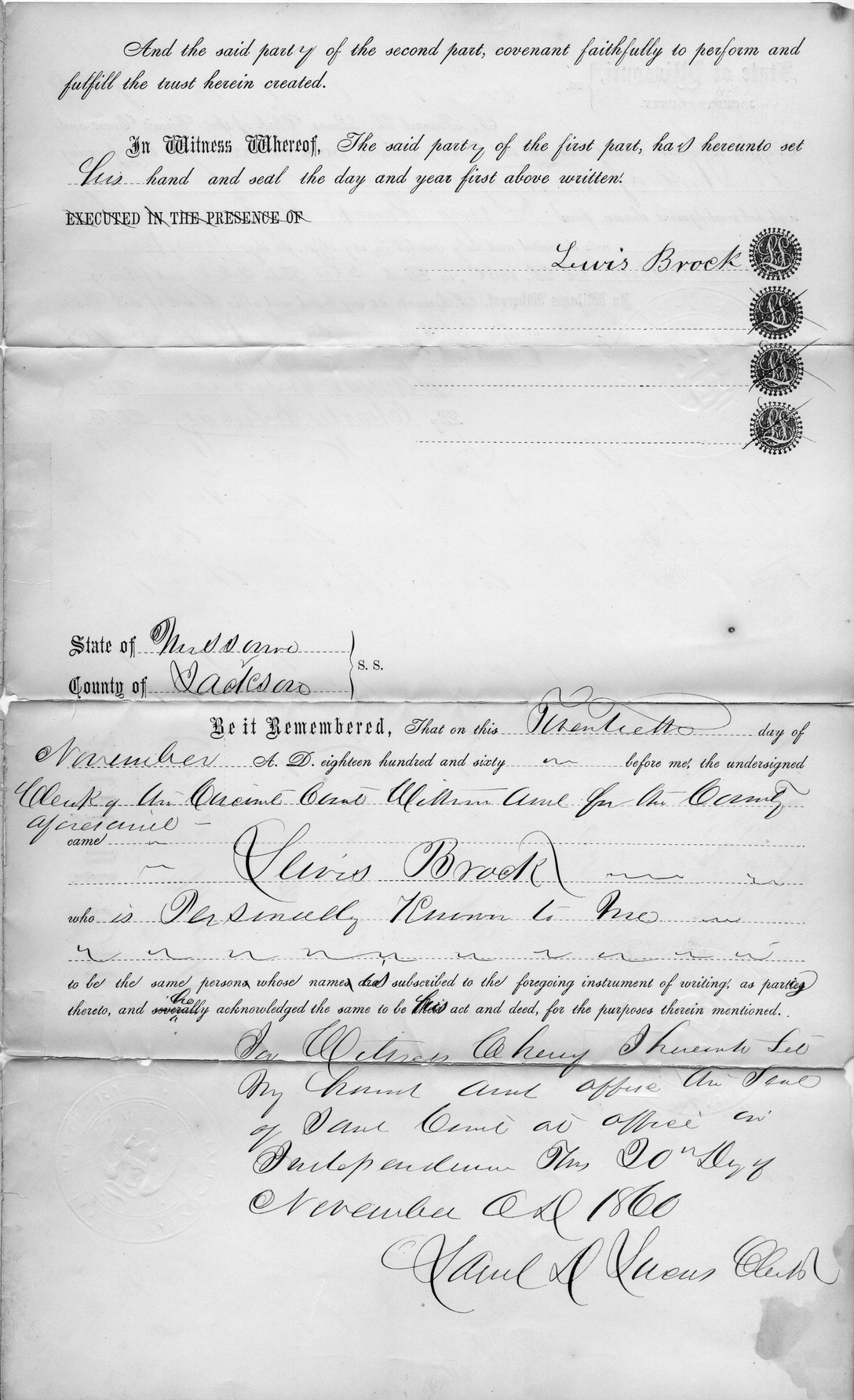 Deed of Trust from Lewis Brook to Jesse Noland