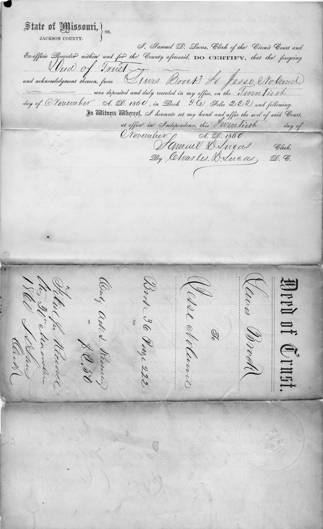 Deed of Trust from Lewis Brook to Jesse Noland