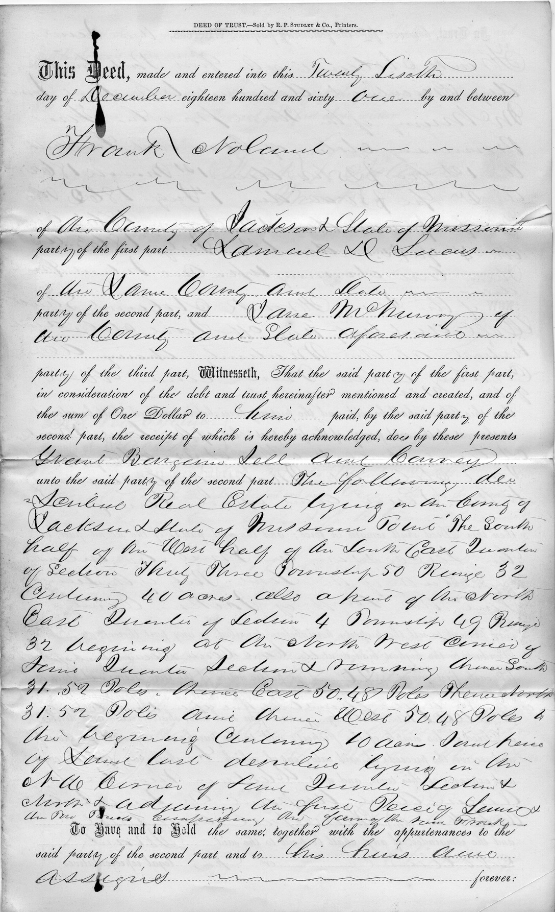 Deed of Trust from Frank Noland to Jane McMurry