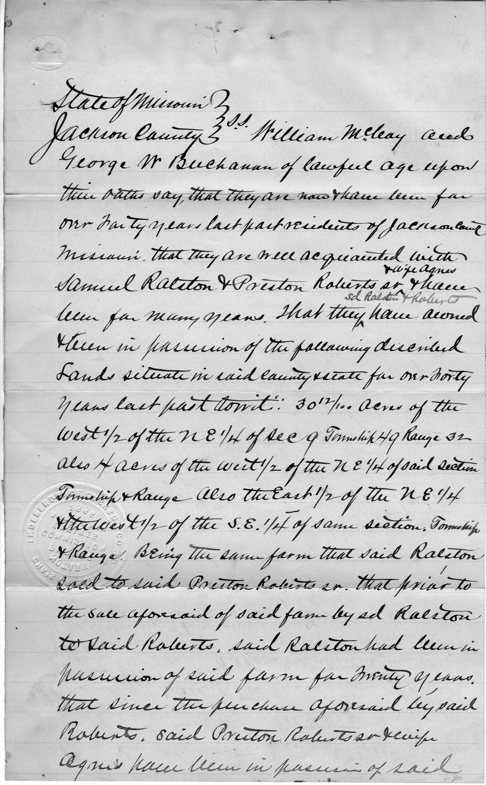 Affidavits of George W. Buchanan and William McCoy