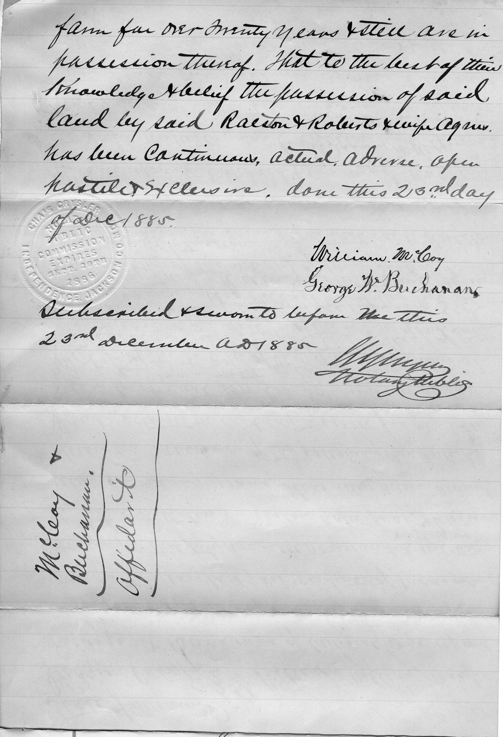 Affidavits of George W. Buchanan and William McCoy