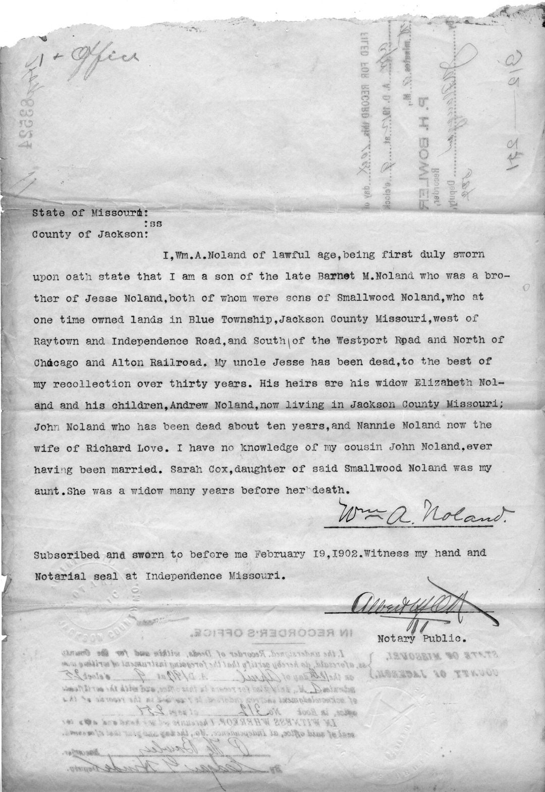 Affidavit of William A. Noland