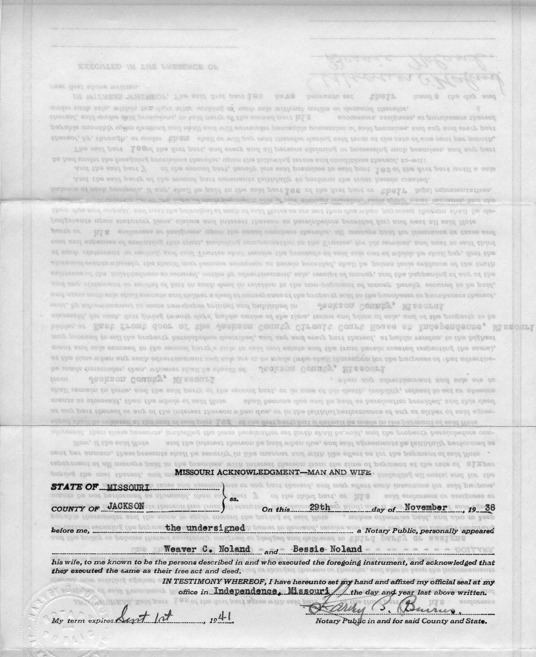 Deed of Trust from Weaver C. Noland and Bessie Noland to Rufus Burrus for E. S. Hamilton