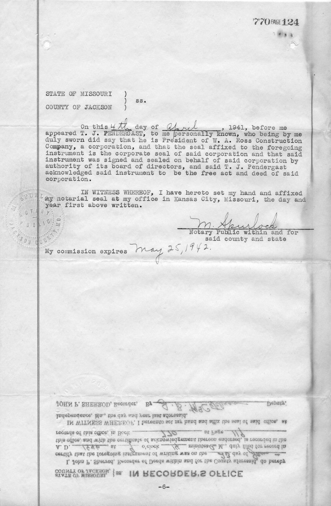 Bill of Sale and Assignment for W. A. Ross Construction Company