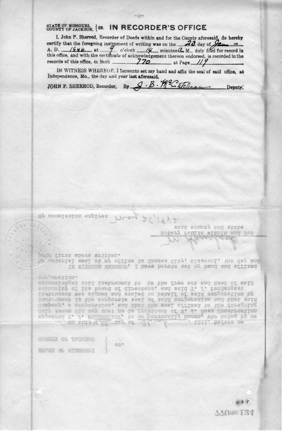 Bill of Sale and Assignment for W. A. Ross Construction Company