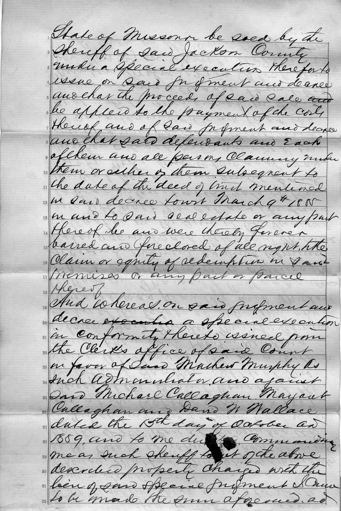 Sheriff's Deed from Michael and Margaret Callahan and David W. Wallace to Margaret Callahan