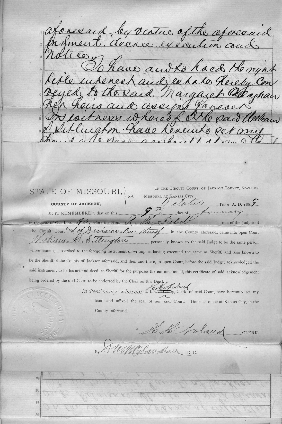 Sheriff's Deed from Michael and Margaret Callahan and David W. Wallace to Margaret Callahan