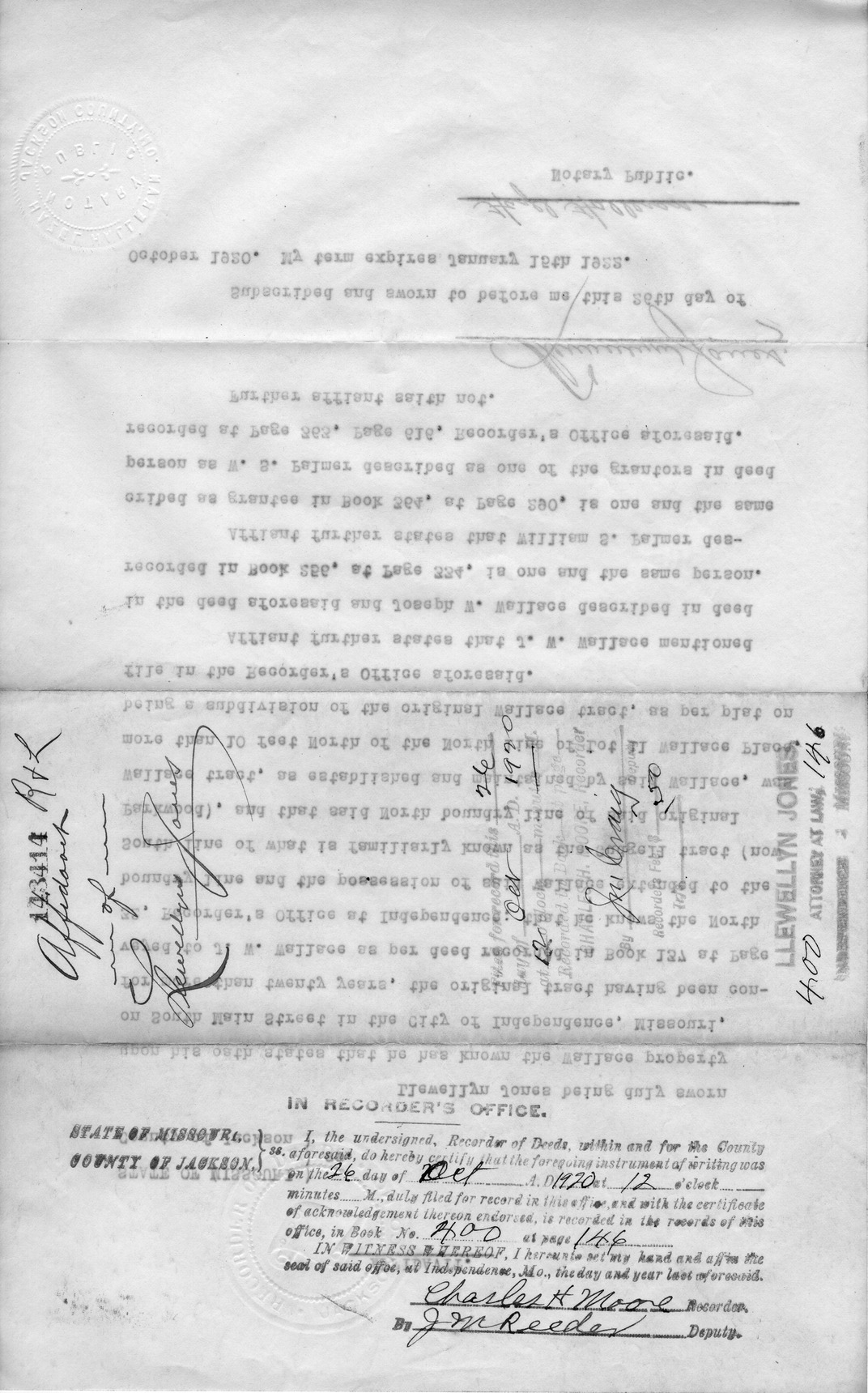 Affidavit of Llewellyn Jones