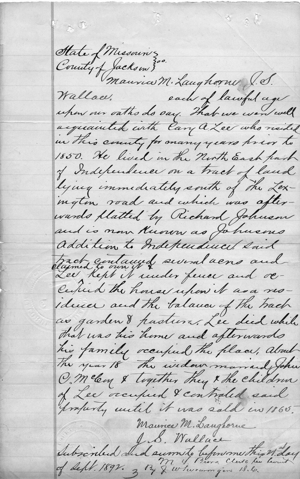 Affidavit of Maurice M. Langhorne and J. S. Wallace