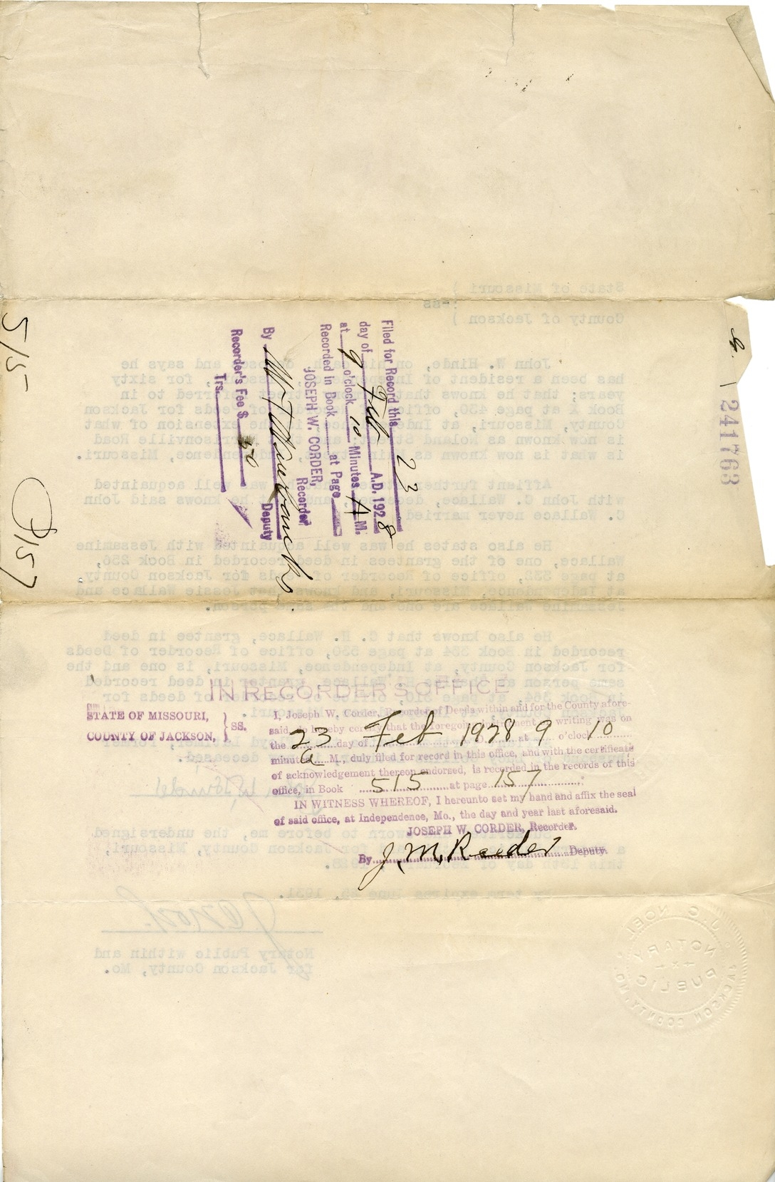 Affidavit of John W. Hinde