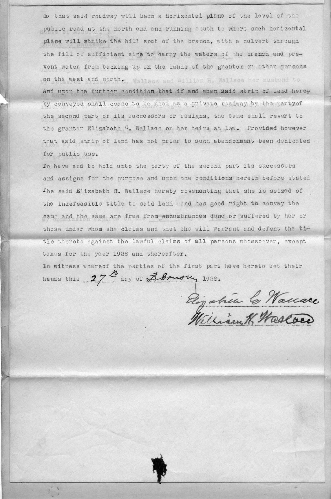 Warranty Deed from Elizabeth C. Wallace and William H. Wallace to Lake Lotawana Development Company