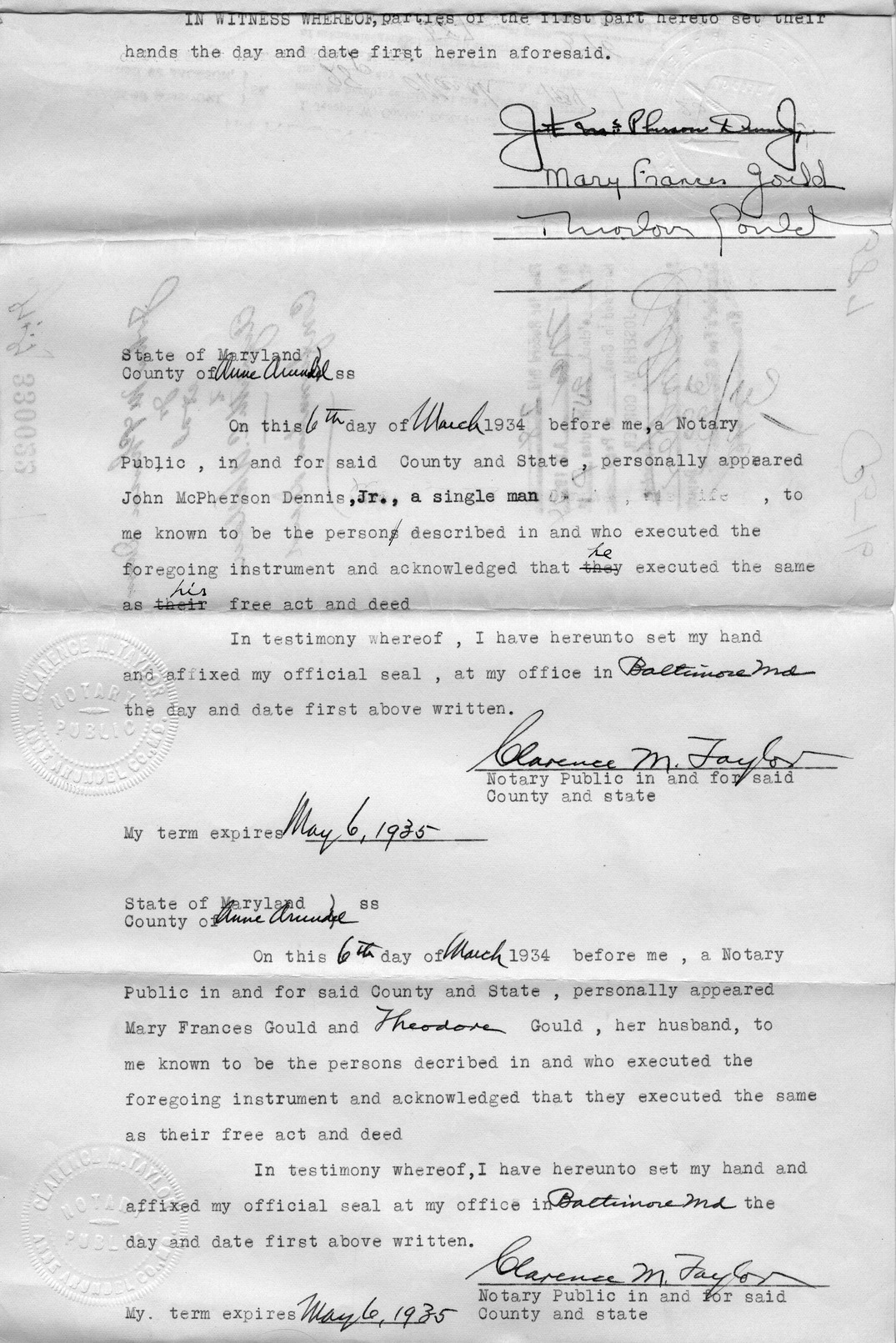 Confirmation Deed from John McPherson Dennis, Jr. et al. to Elizabeth C. Wallace