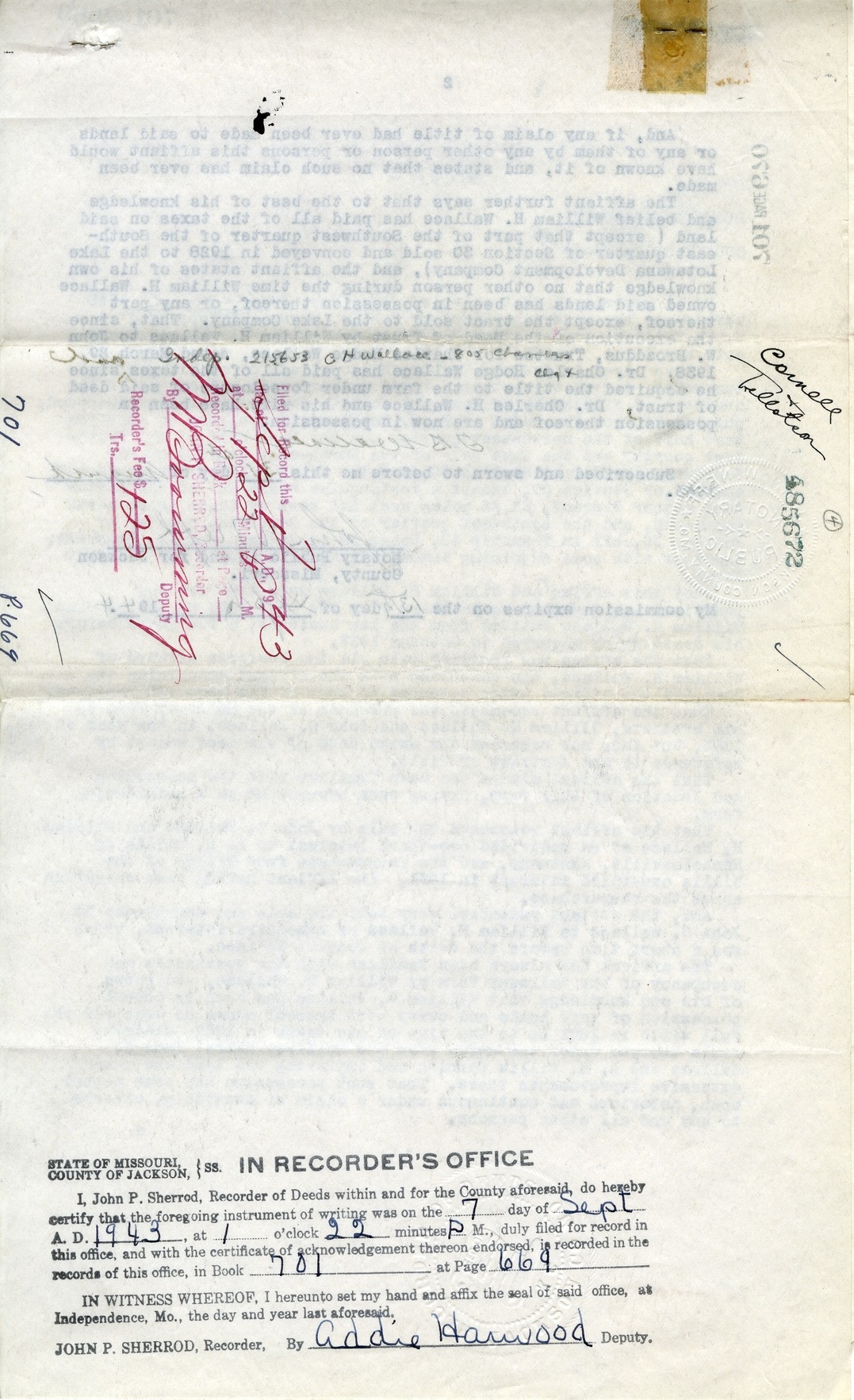 Affidavit of T. B. Wallace