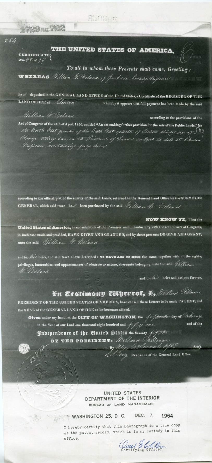 Land Deed for William W. Wallace