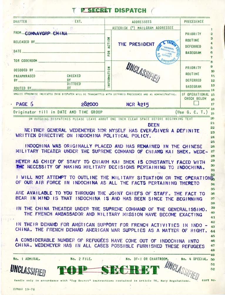 Telegram from Ambassador Patrick J. Hurley to President Harry S. Truman