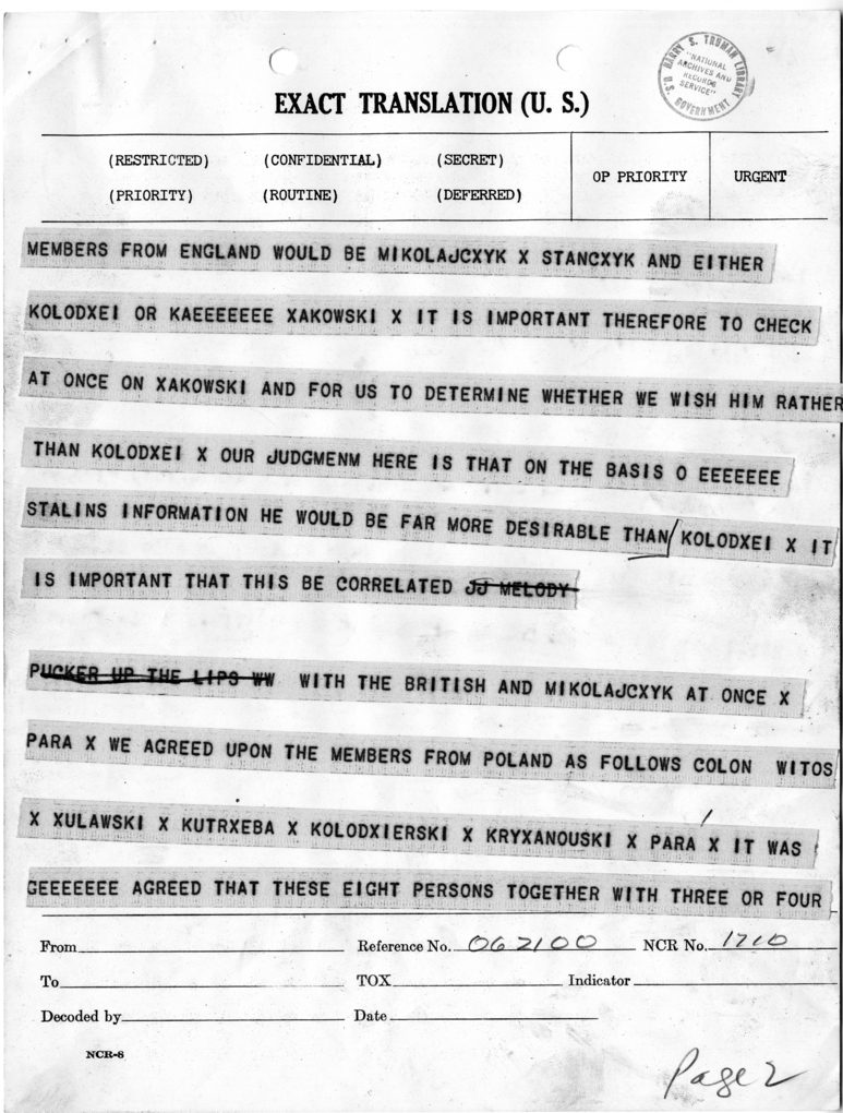 Telegram from Harry Hopkins to President Harry S. Truman