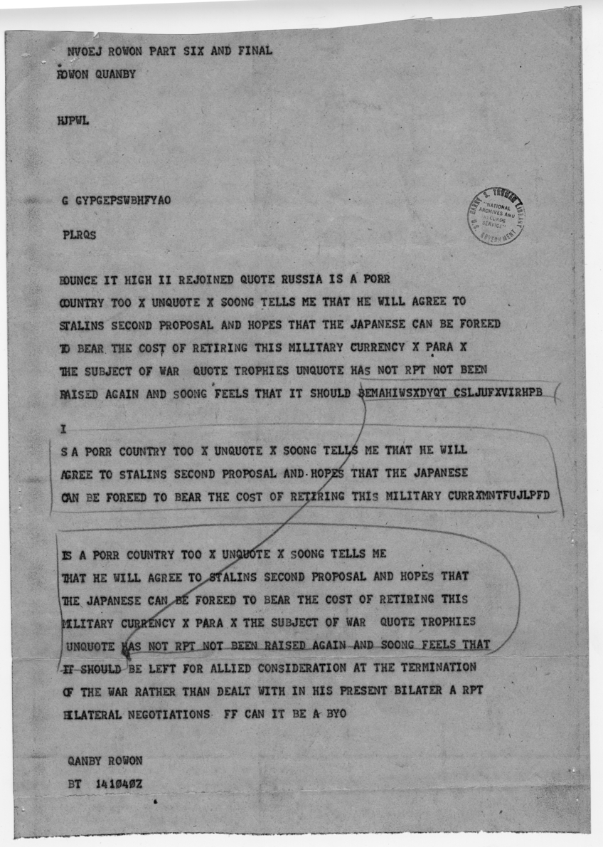 Telegram from Ambassador Averell Harriman to President Harry S. Truman and Secretary of State James Byrnes