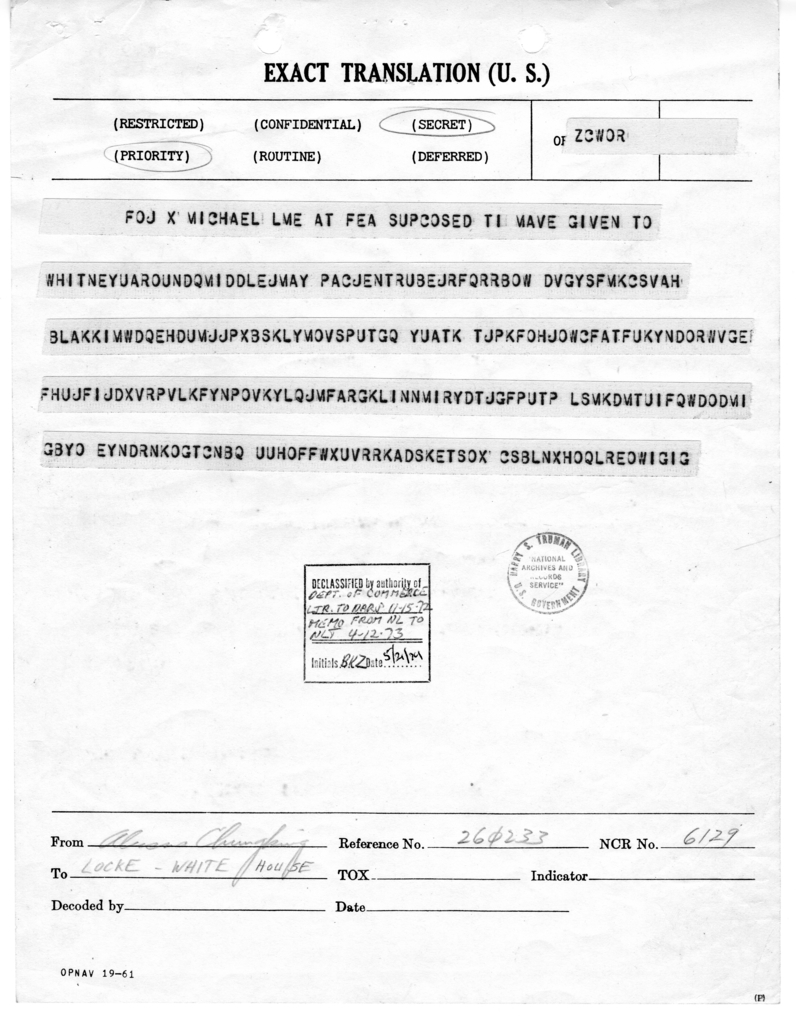 Telegram from James A. Jacobson to Edwin A. Locke, Jr.