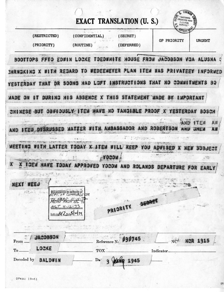 Telegram from James A. Jacobson to Edwin A. Locke, Jr.