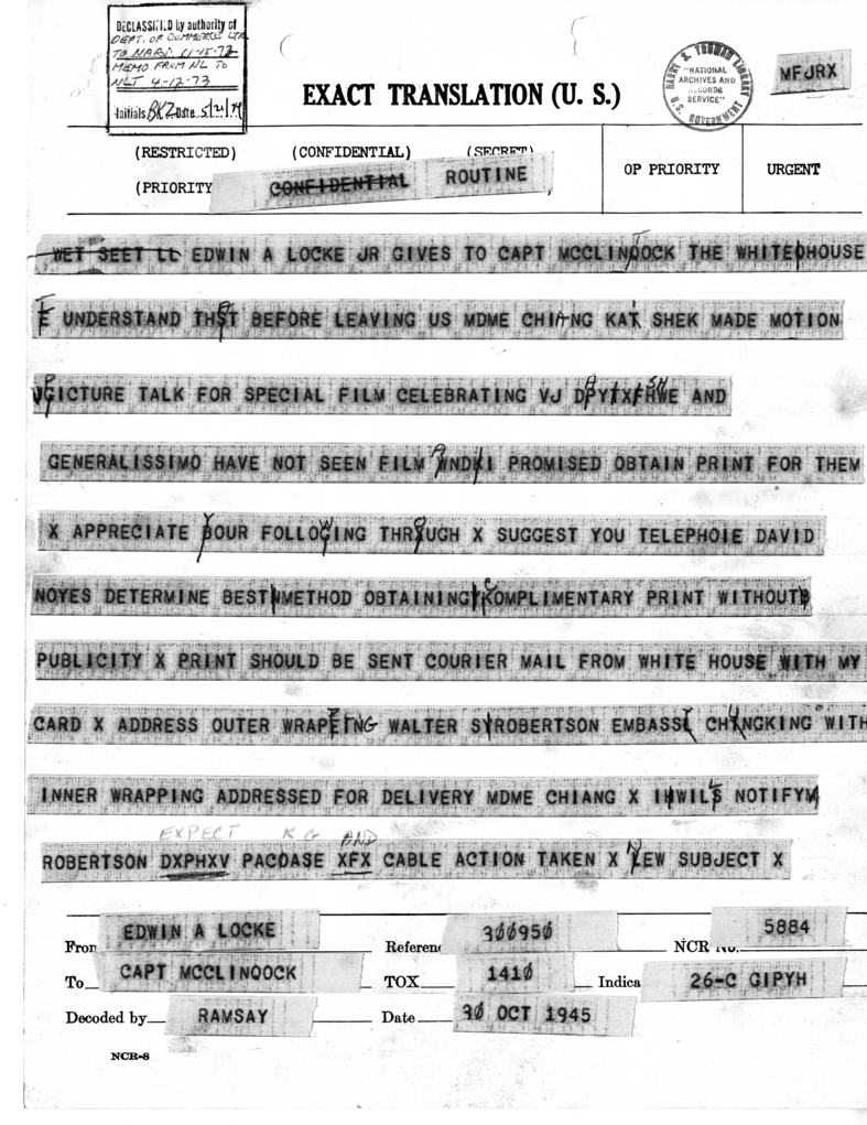 Telegram from James F. McManmon to Edwin A. Locke Jr., with Attachment