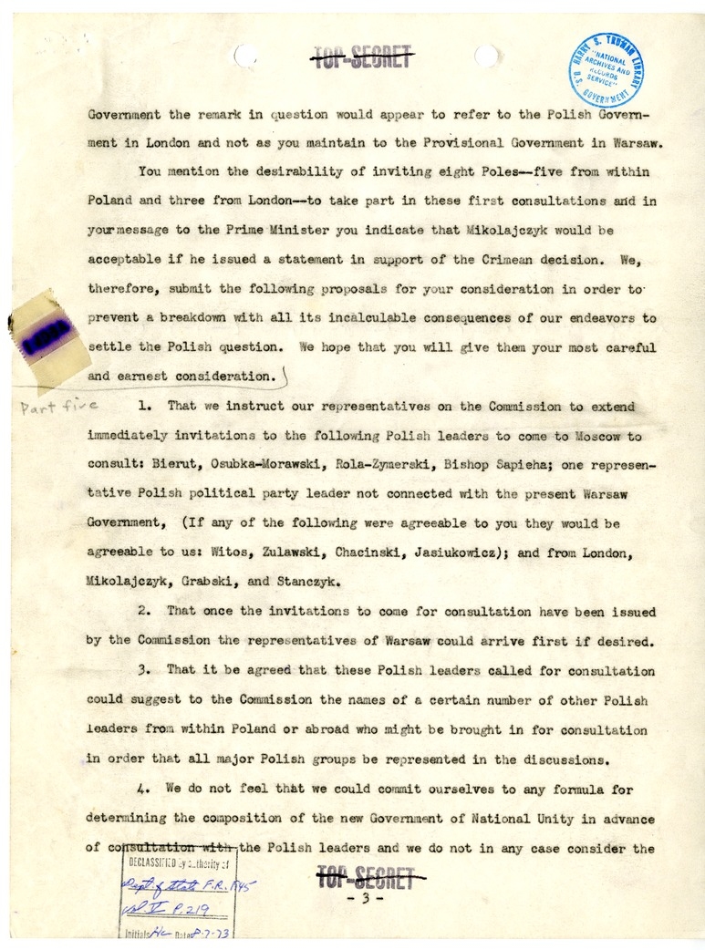 Telegram from President Harry S. Truman to Ambassador Averell Harriman