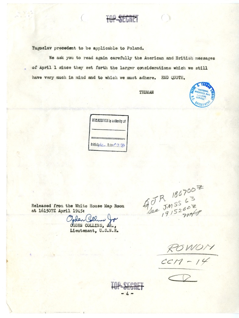 Telegram from President Harry S. Truman to Ambassador Averell Harriman