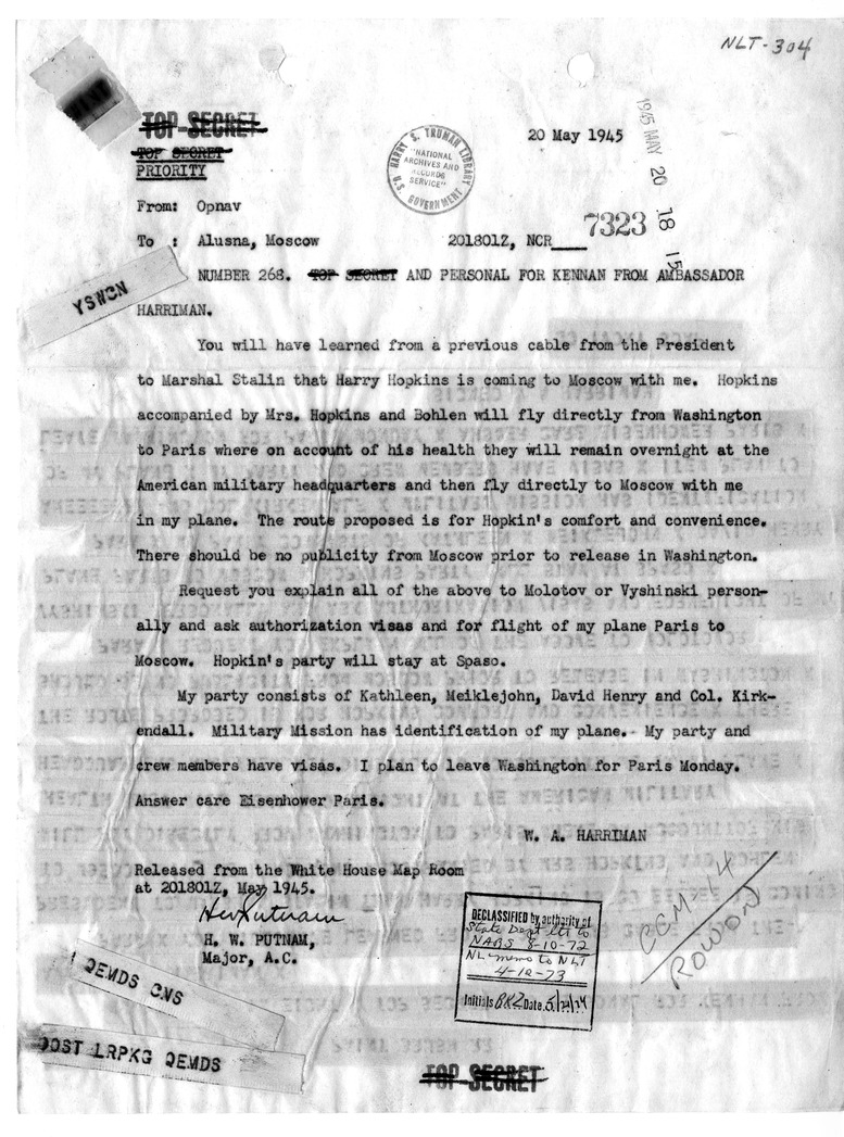 Telegram from Ambassador Averell Harriman to George Kennan