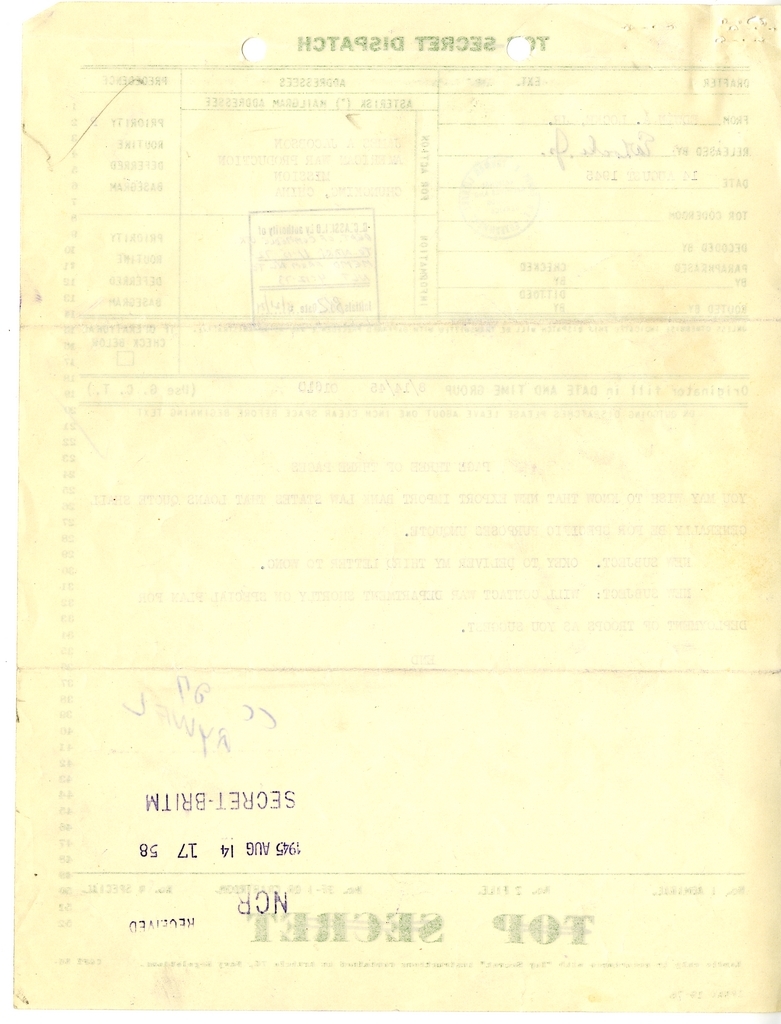 Telegram from Edwin A. Locke, Jr. to James A. Jacobson