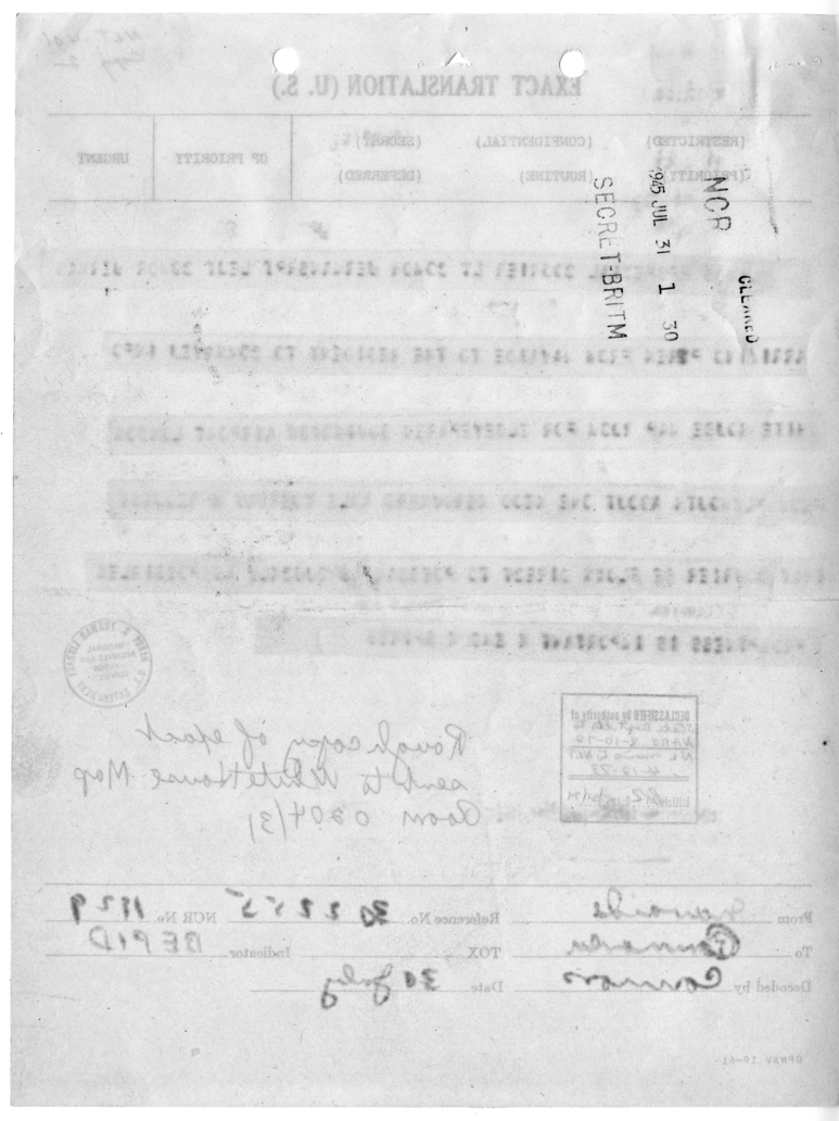Telegram from the Naval Aide to the President to the Commander, United States Naval Forces in Europe