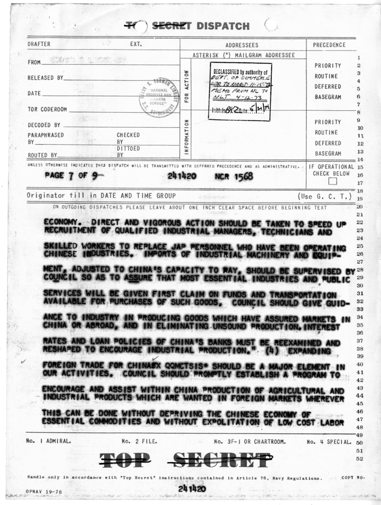 Telegram from Edwin A. Locke, Jr. to President Harry S. Truman