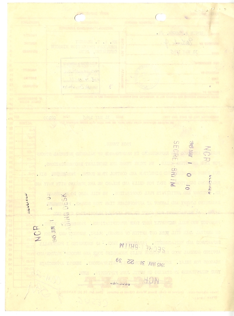 Telegram from Edwin A. Locke, Jr. to A. T. Kearney