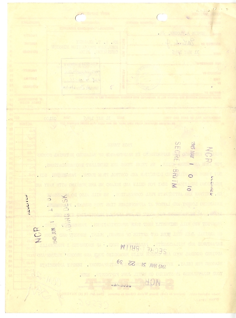 Telegram from Edwin A. Locke, Jr. to A. T. Kearney