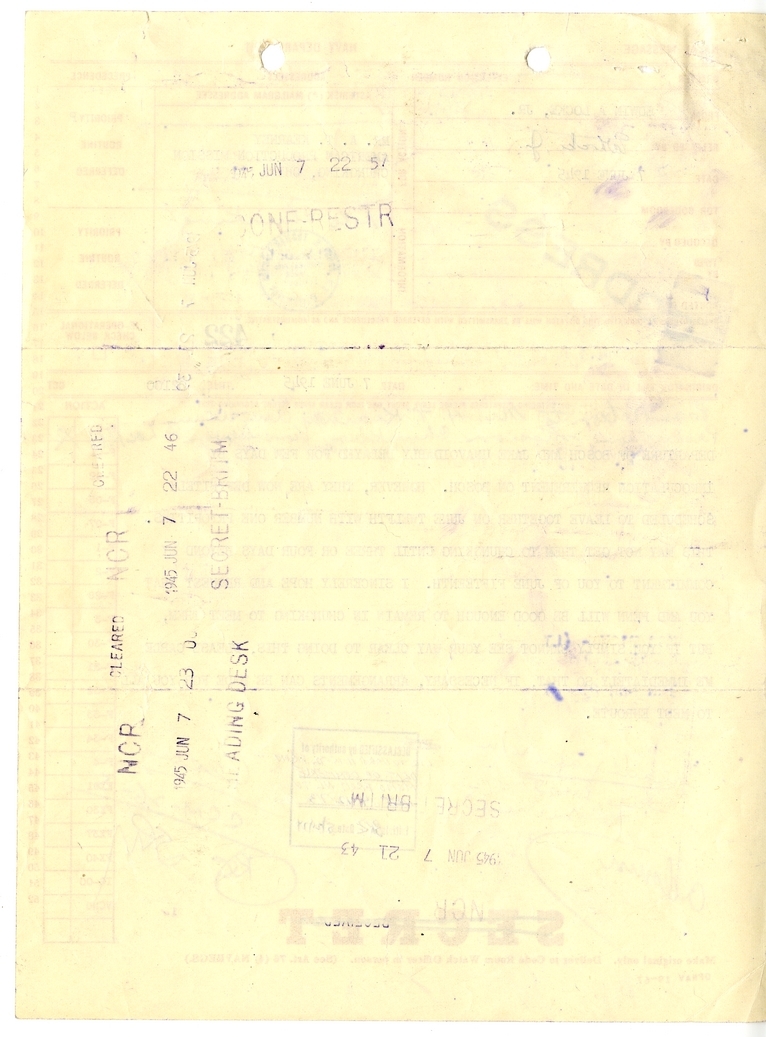 Telegram from Edwin A. Locke, Jr. to A. T. Kearney