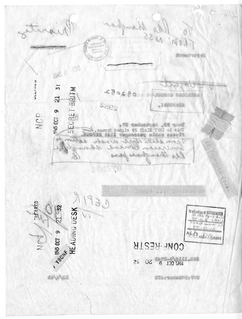 Telegram from the State Department to the American Consul at Shanghai