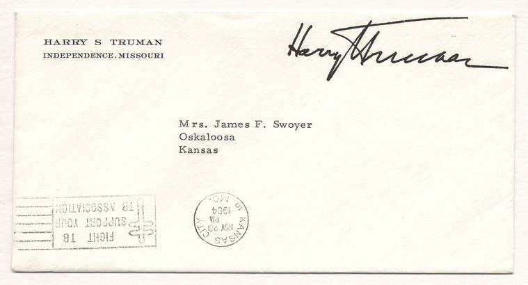 Letter from Former President Harry S. Truman to Martha Ann Swoyer