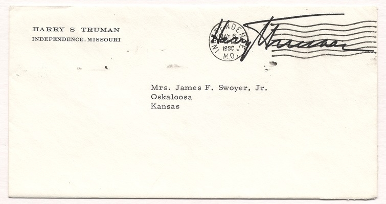 Letter from Former President Harry S. Truman to Martha Ann Swoyer