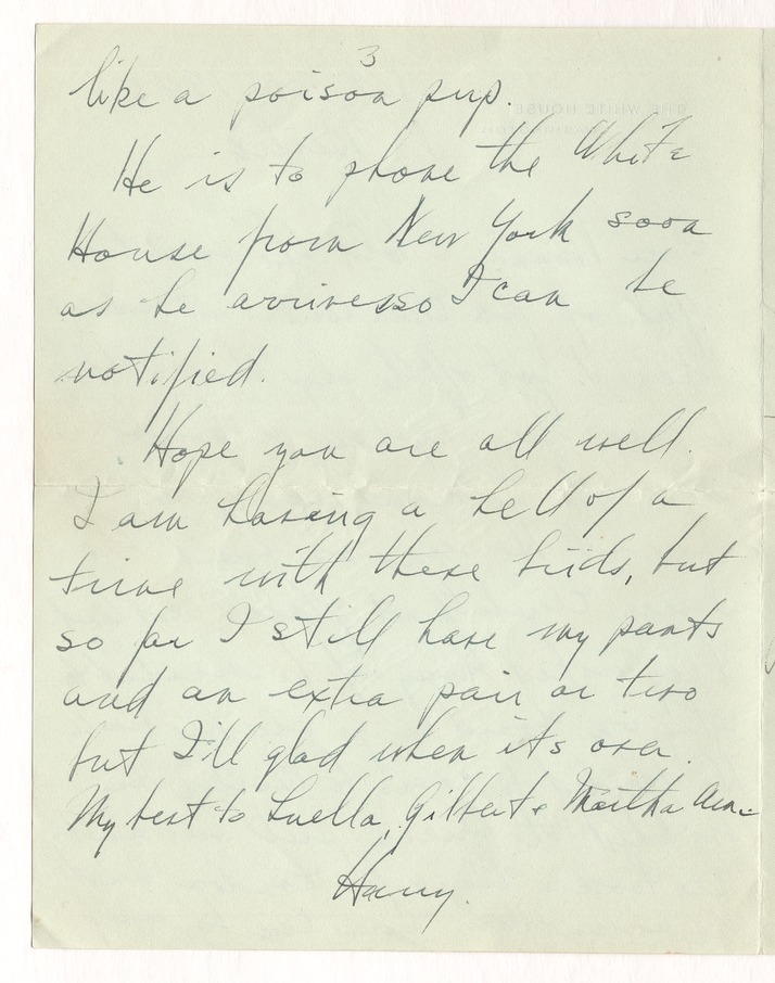 Letter from President Harry S. Truman to J. Vivian Truman