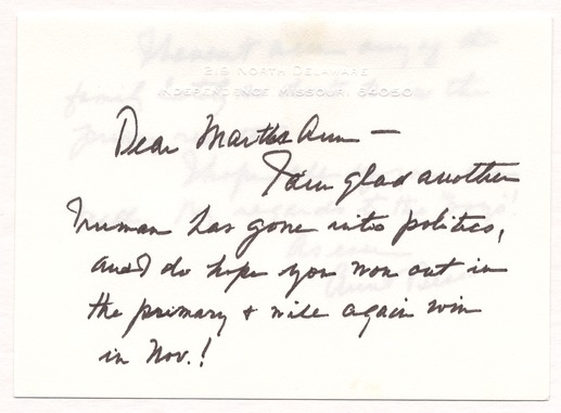 Letter from Bess W. Truman to Martha Ann Swoyer